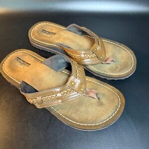Clarks Collection Brown Leather Braided Thong Sandals Women's Size 7M‎